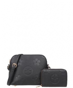 2in1 Fashion Design Print Chic Crossbody Bag with Wallet Set YB-8232-A BLACK